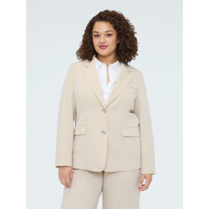 Fiorella Rubino - Blazer efecto raya diplomática con botones joya - Beige