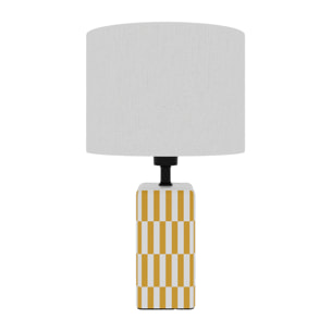 Lampe à poser Manet – céramique jaune et lin naturel