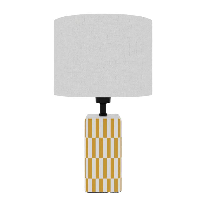 Lampe à poser Manet – céramique jaune et lin naturel
