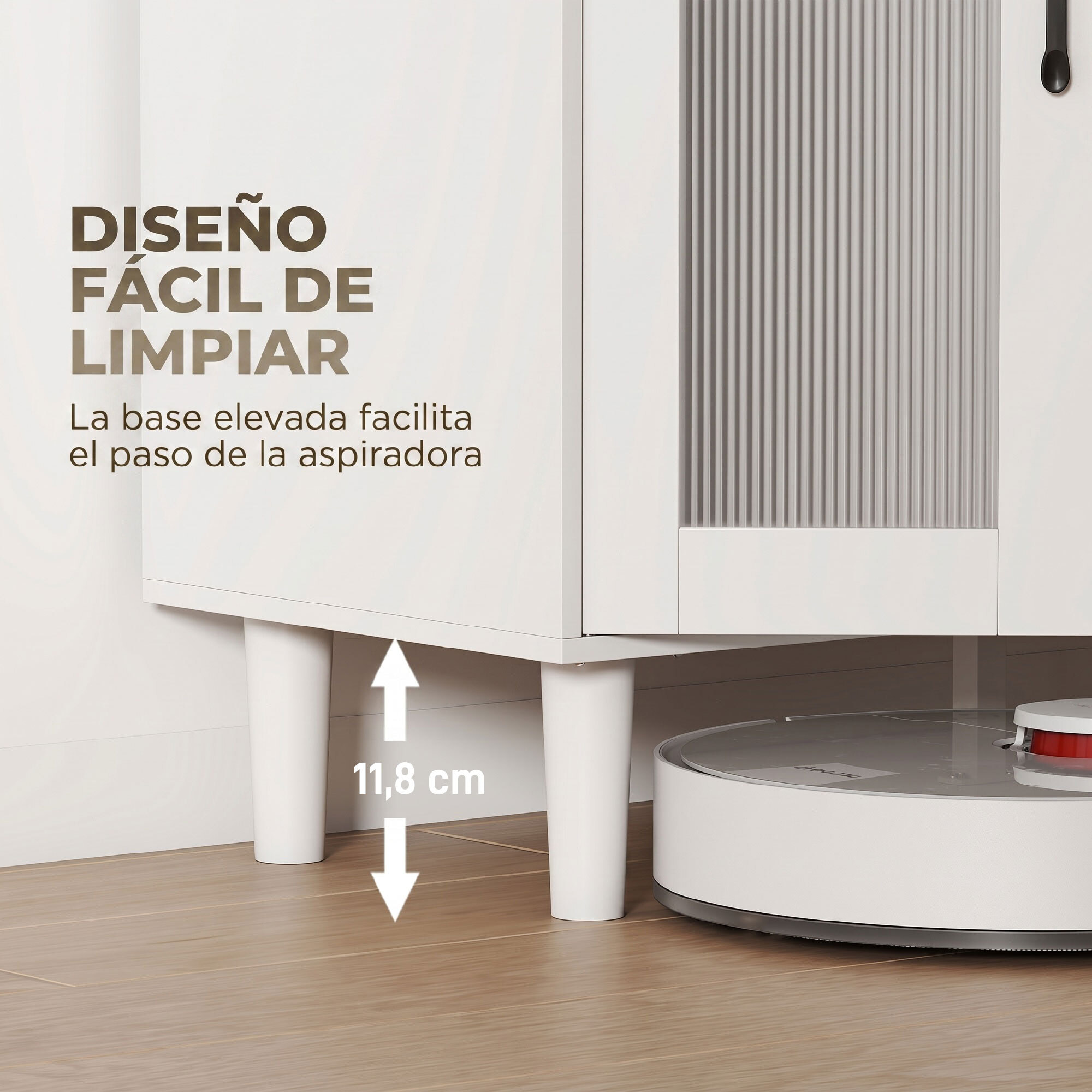 Aparador, Armario de Cocina Moderno con Puerta de Acrílico, Cajón, Estante Ajustable, Compartimento Abierto, Aparador para Cocina, Comedor, 80x34x91 cm, Blanco