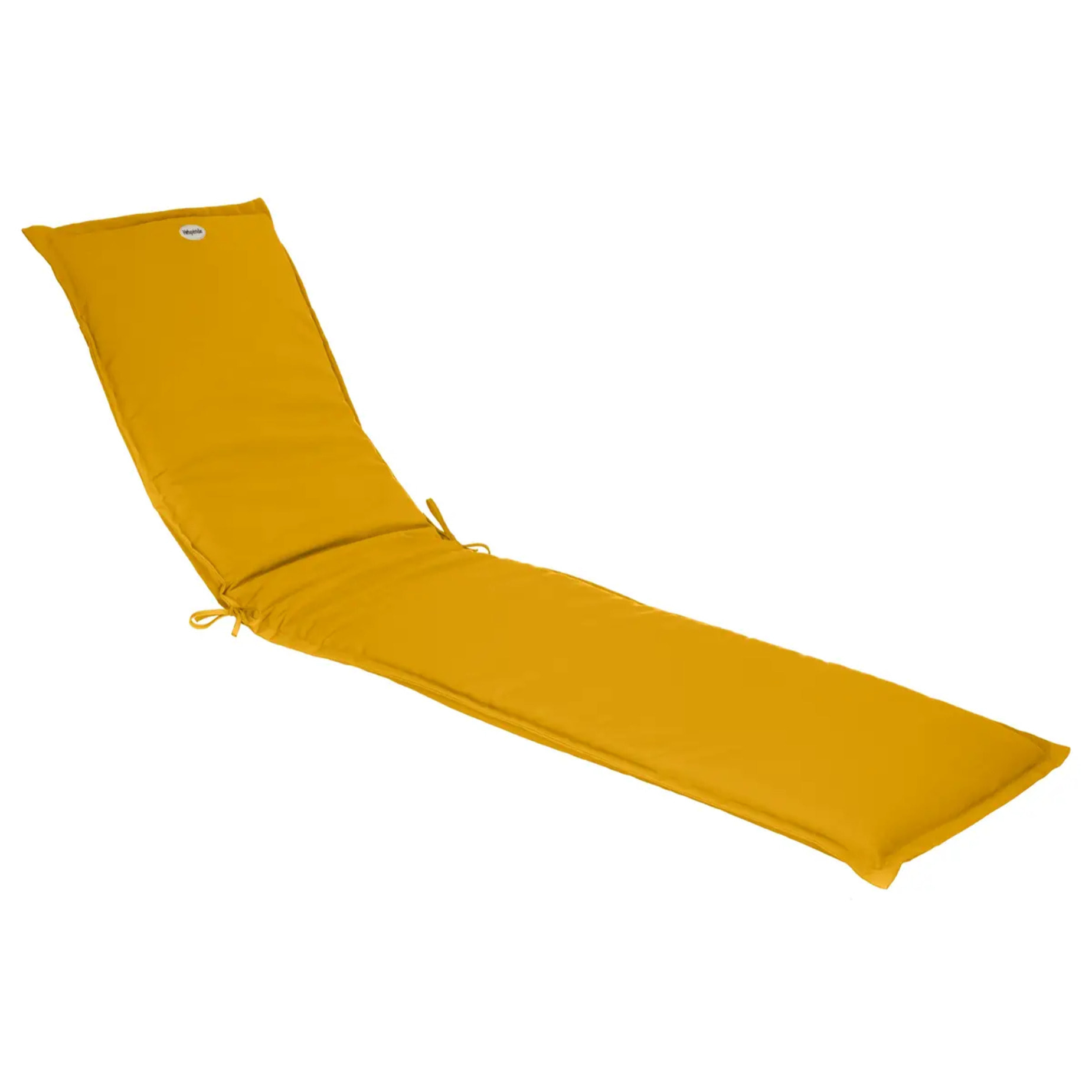 Coussin de transat "Korai" jaune moutarde 190x60cm en polyester