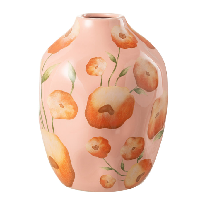J-Line vase Fleur - céramique - saumon/orange - 21 cm de hauteur
