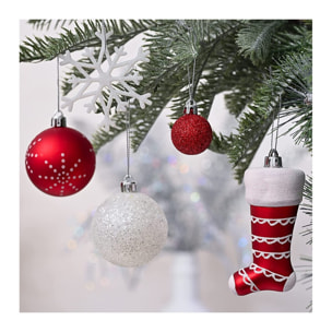 Coffret de 71 boules de noël argent et blanc