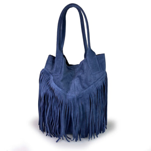 Borse Donna colore Blu-in pelle Made in Italy 36x45x19cm