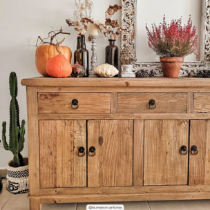 Buffet en bois recyclé 3 portes et 4 tiroirs - Mastic