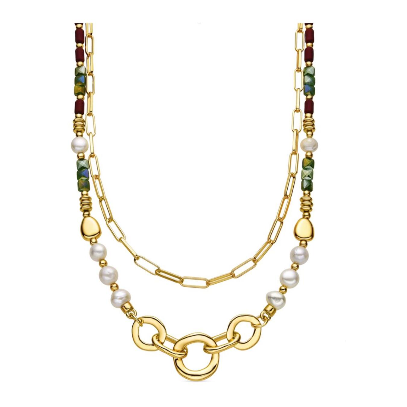 Collar con Perla Blanca acabado oro 18k