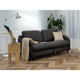 Cosmos - canapé 3 places convertible express couchage quotidien 140 cm matelas 11 cm en tissu - Gris Anthracite