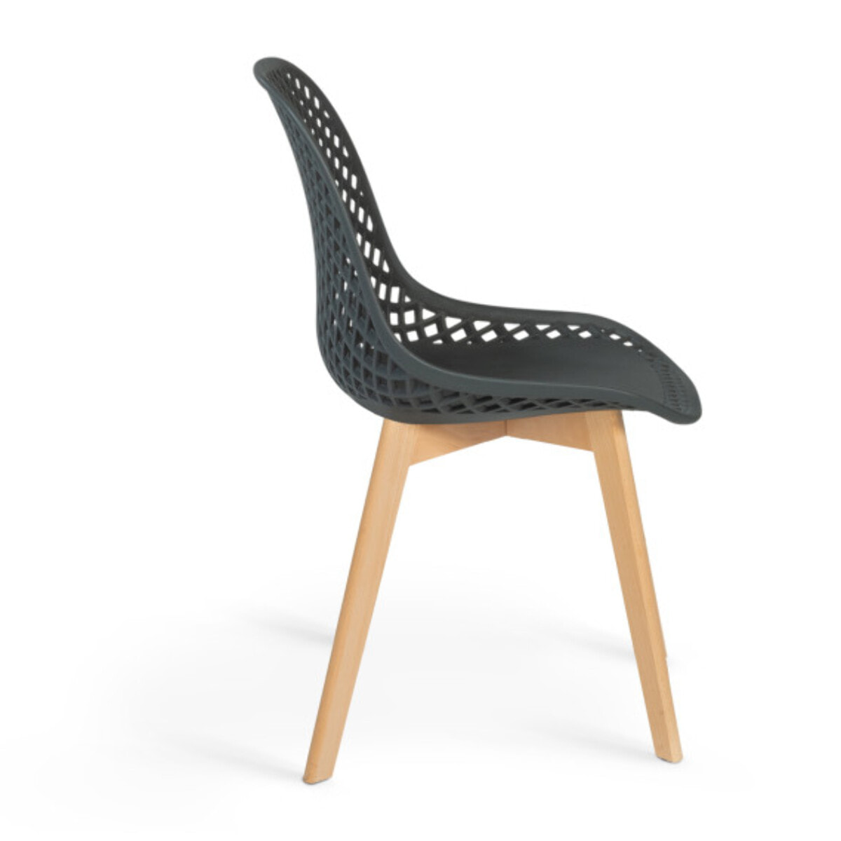 Chaises Maëlle assise ajourée et pieds bois - Mix color - blanc, gris clair, bleu