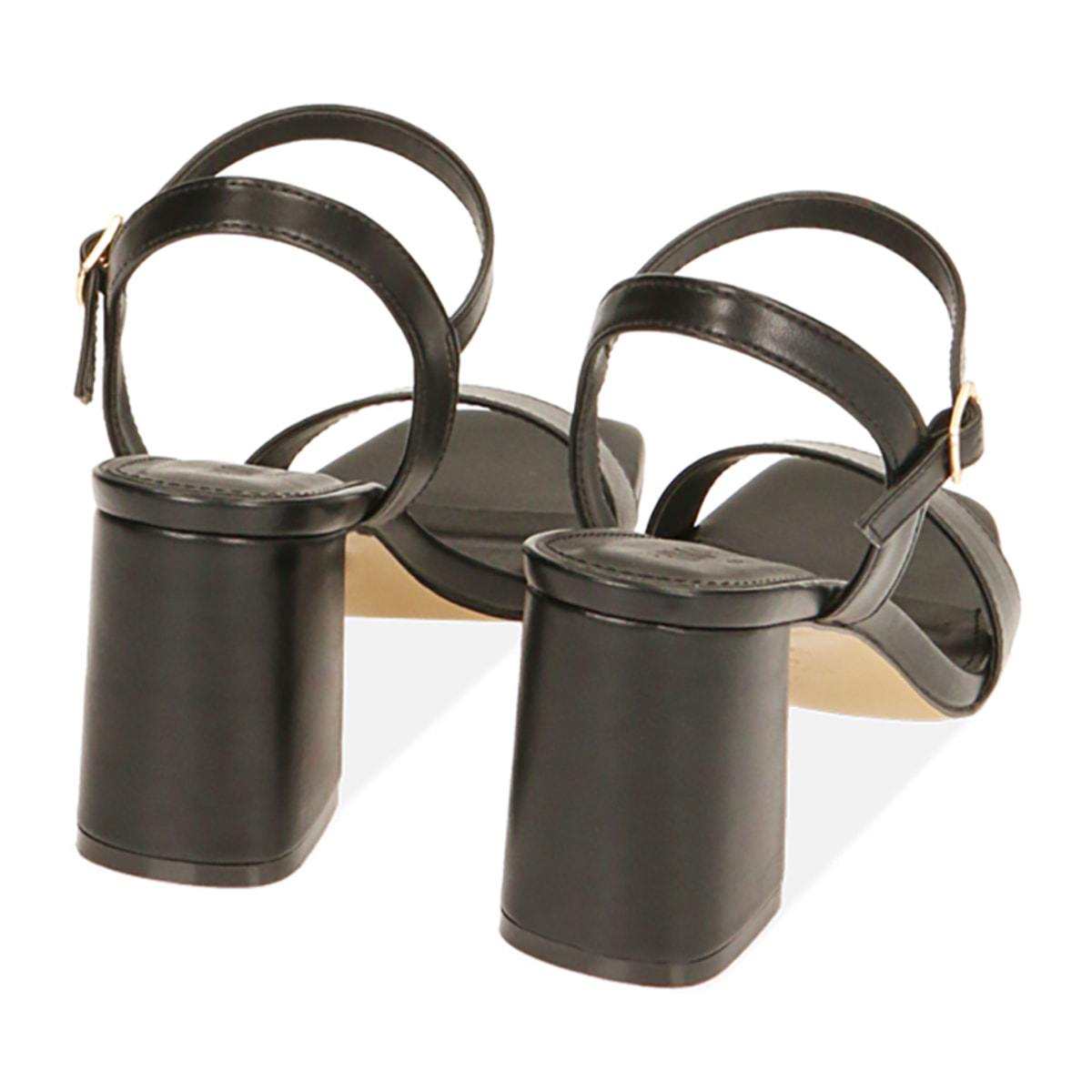 Sandalias minimal negras, tacón de 7,5 cm