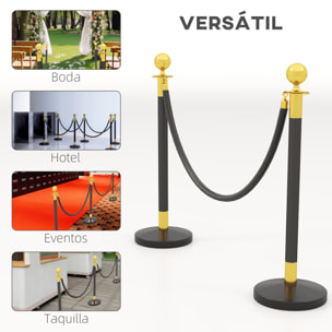 Postes Separadores de Acero Inoxidable de 2 Piezas, 96 cm de Altura, Base Hueca de Inyección de Agua, 2 Cuerdas de Terciopelo Negro de 1,5 m, para Teatro, Fiesta, Boda, Negro