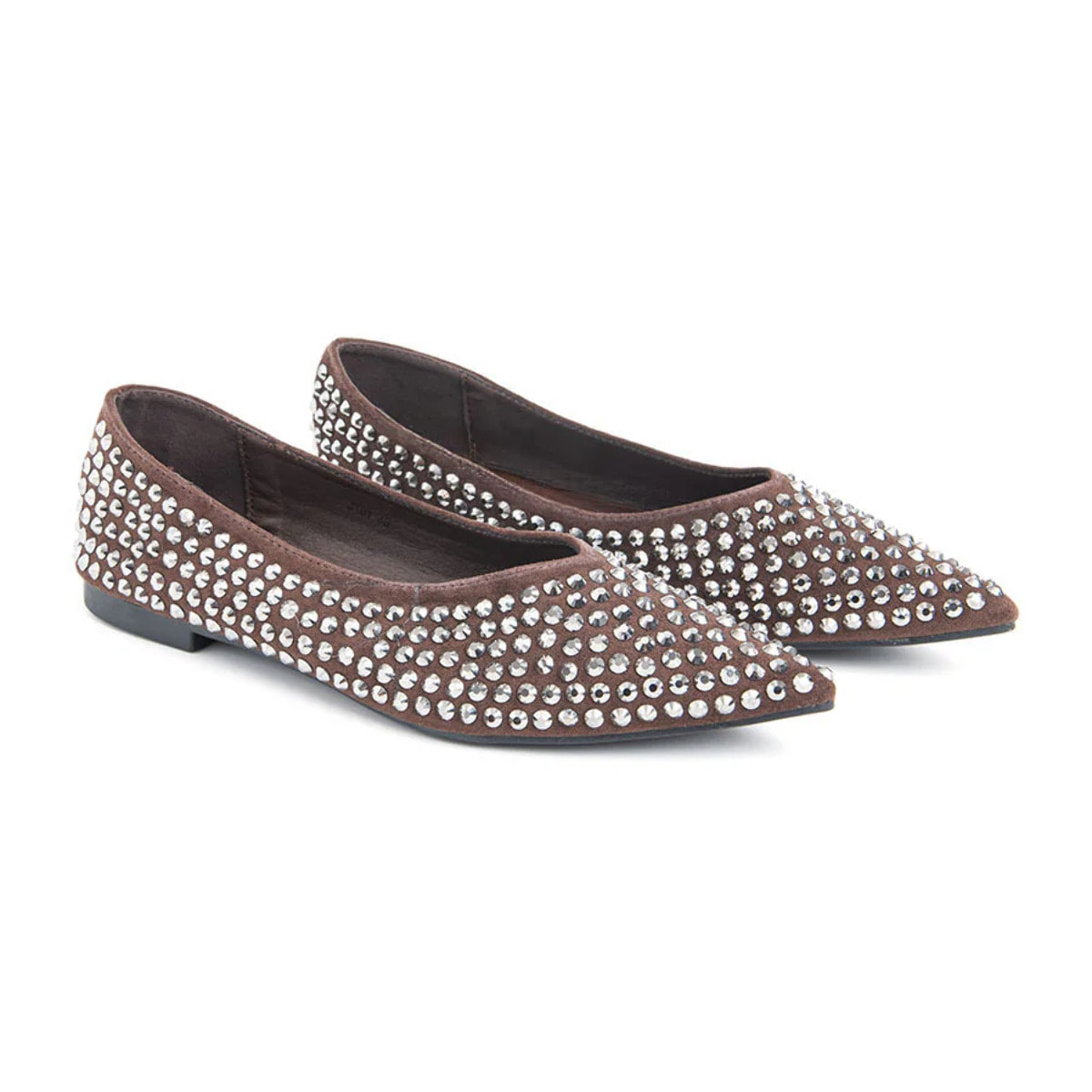 Ballerina a punta con strass - MARRONE