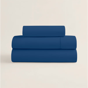 Juego de Sábanas Lisas - 100% Microfibra - Incluye 1 o 2 Fundas de Almohada + 1 Sábana Bajera - Azul