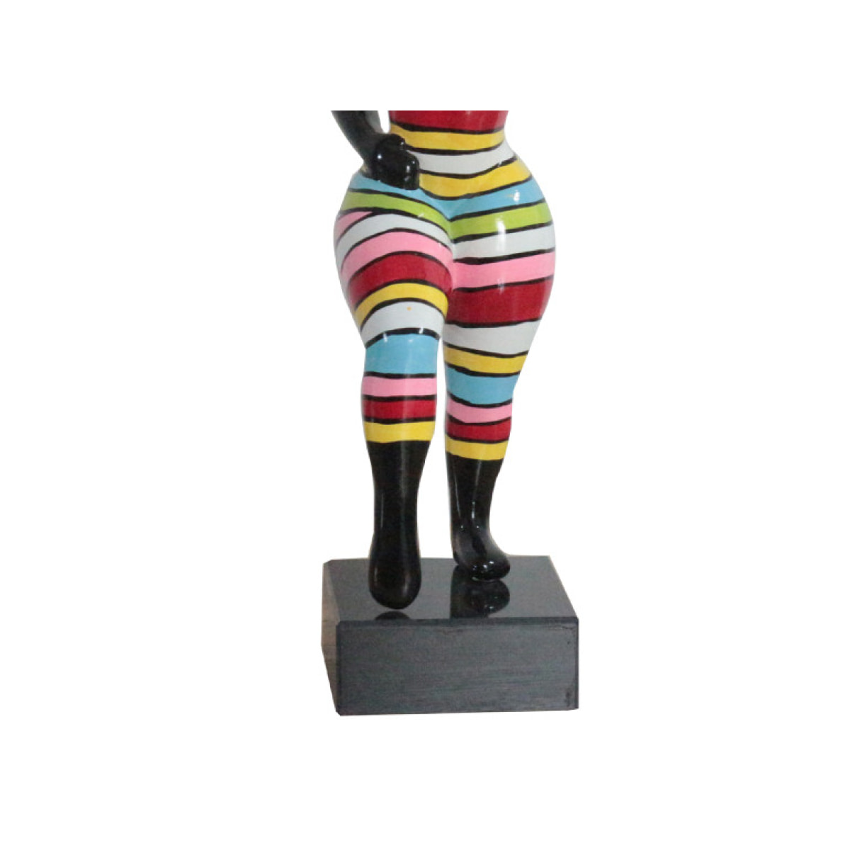 Statuette femme debout en résine rayures multicolores H35cm - NOKA