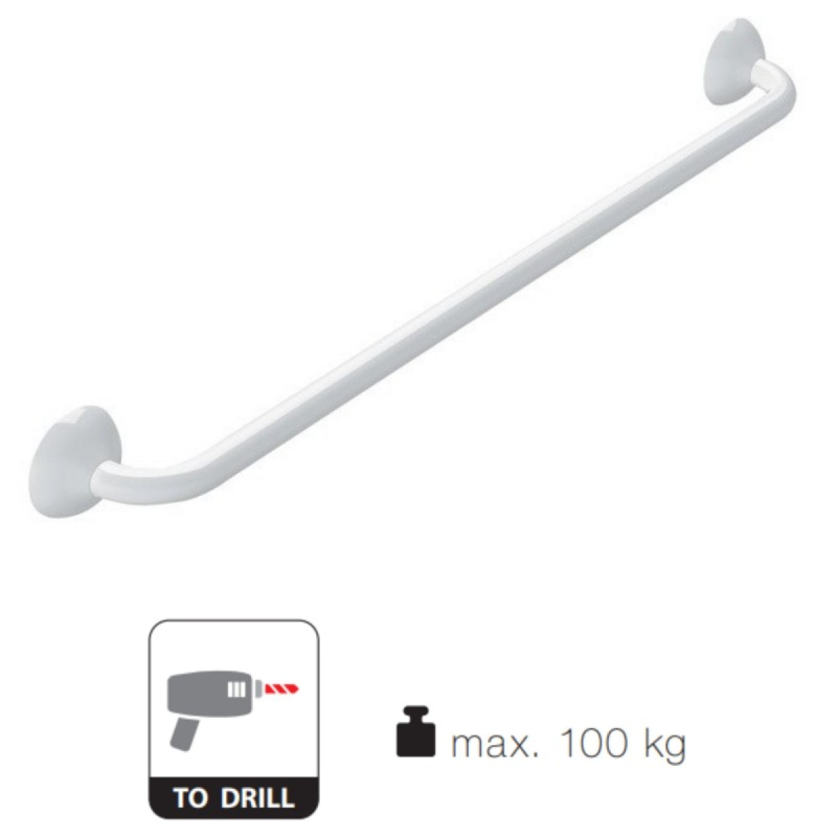 Barre de redressement ou d'appui ECO Acier Inox 30cm Blanc Spirella