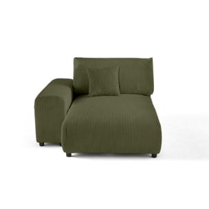 Garance - module d'assise méridienne gauche - en velours côtelé - Vert