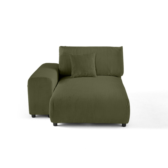 Garance - module d'assise méridienne gauche - en velours côtelé - Vert