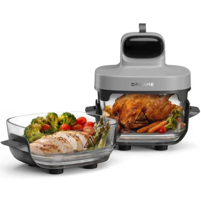 Friteuse sans huile DREAME Tasti™,Gris, 5 en 1, 2 récipients: 2,5L et 4,5L, 1500W