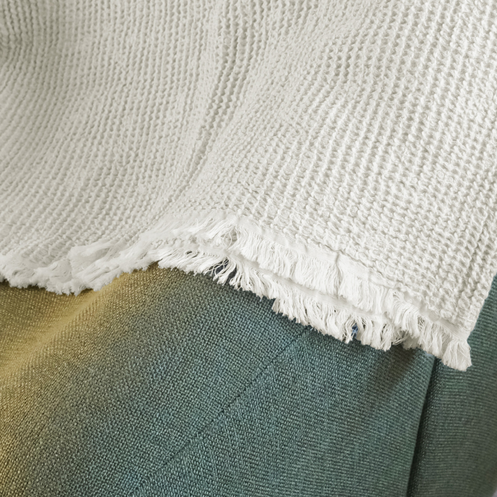 Plaid coton et lin, DECO ESPRIT NID D'ABEILLE
