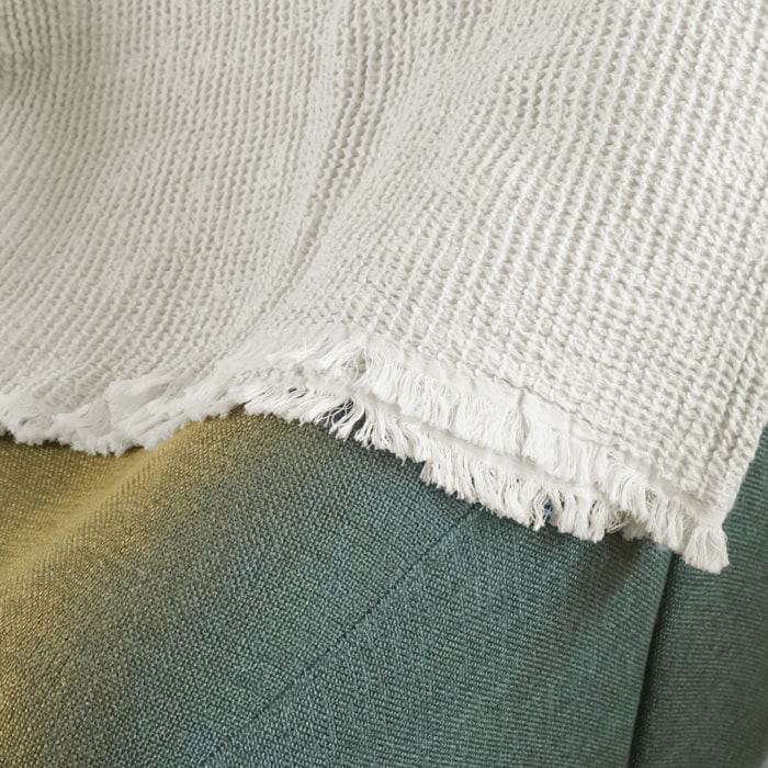 Plaid coton et lin, DECO ESPRIT NID D'ABEILLE