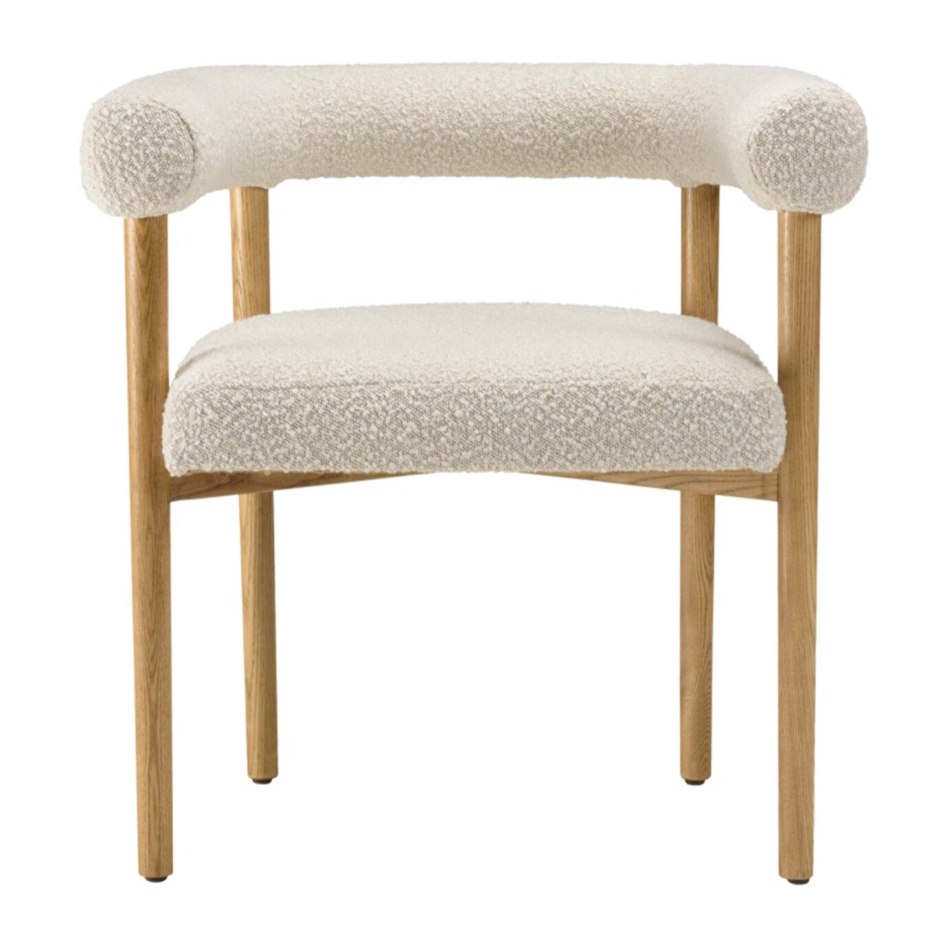 GASTON - Chaise en tissu écru, dossier arrondi et pieds en bois naturel