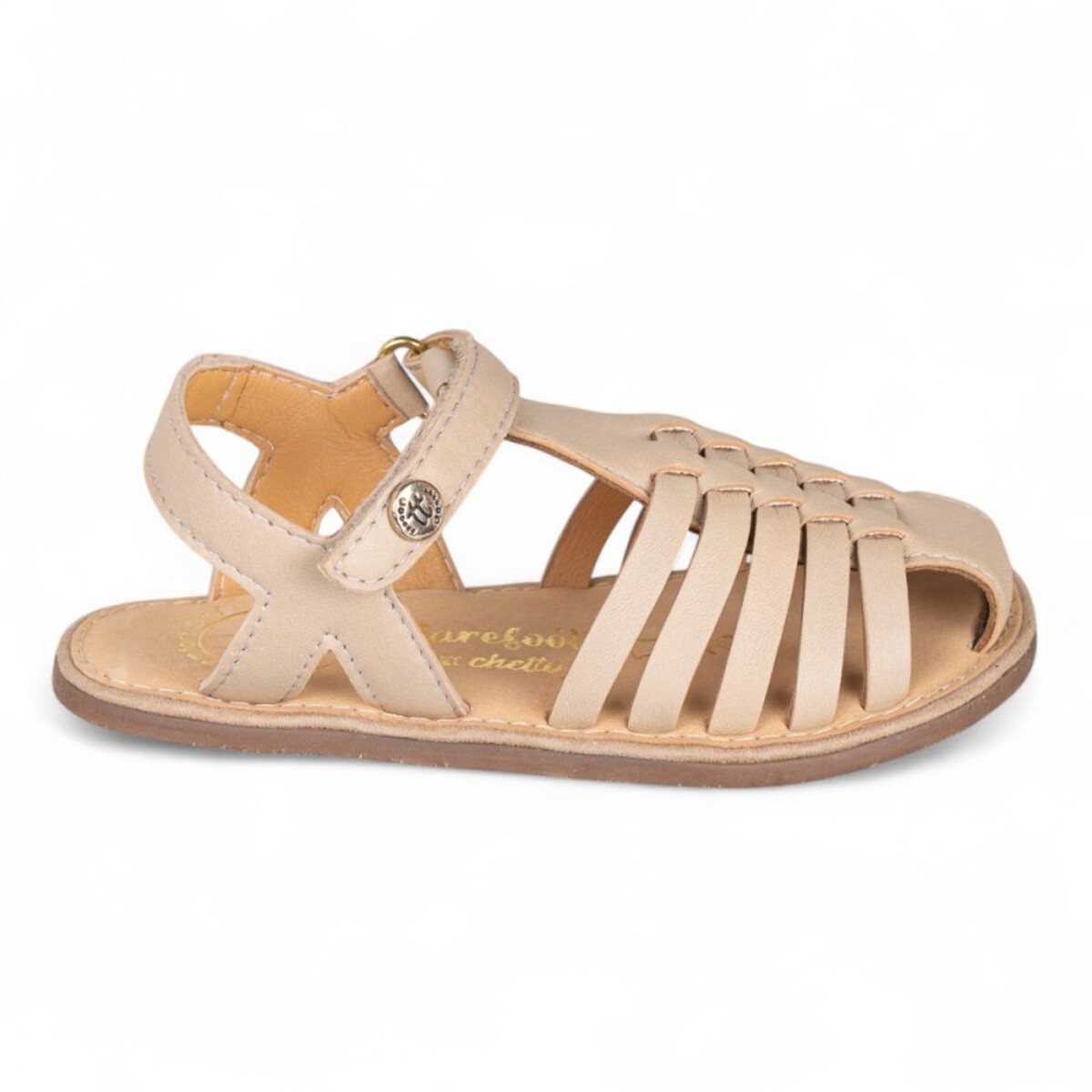 SANDALIA BAREFOOT PIEL CHETTO CANGREJERA TRENZADA TAUPE
