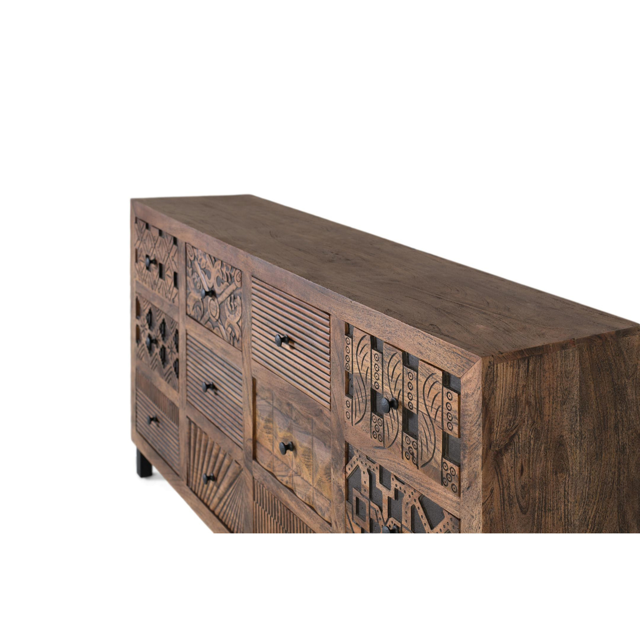Aparador de Madera de Mango Estilo Étnico Boho Tallado