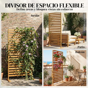 Biombo de Madera, 170x80 cm, Biombo Separador de Ambientes, Enrejado para Exterior, Jardín, Patio, Terraza, Marrón
