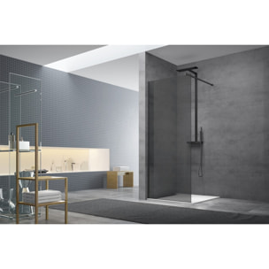 Paroi de douche à l'italienne 87x200cm Walk-in, verre fumé (WI90KS)