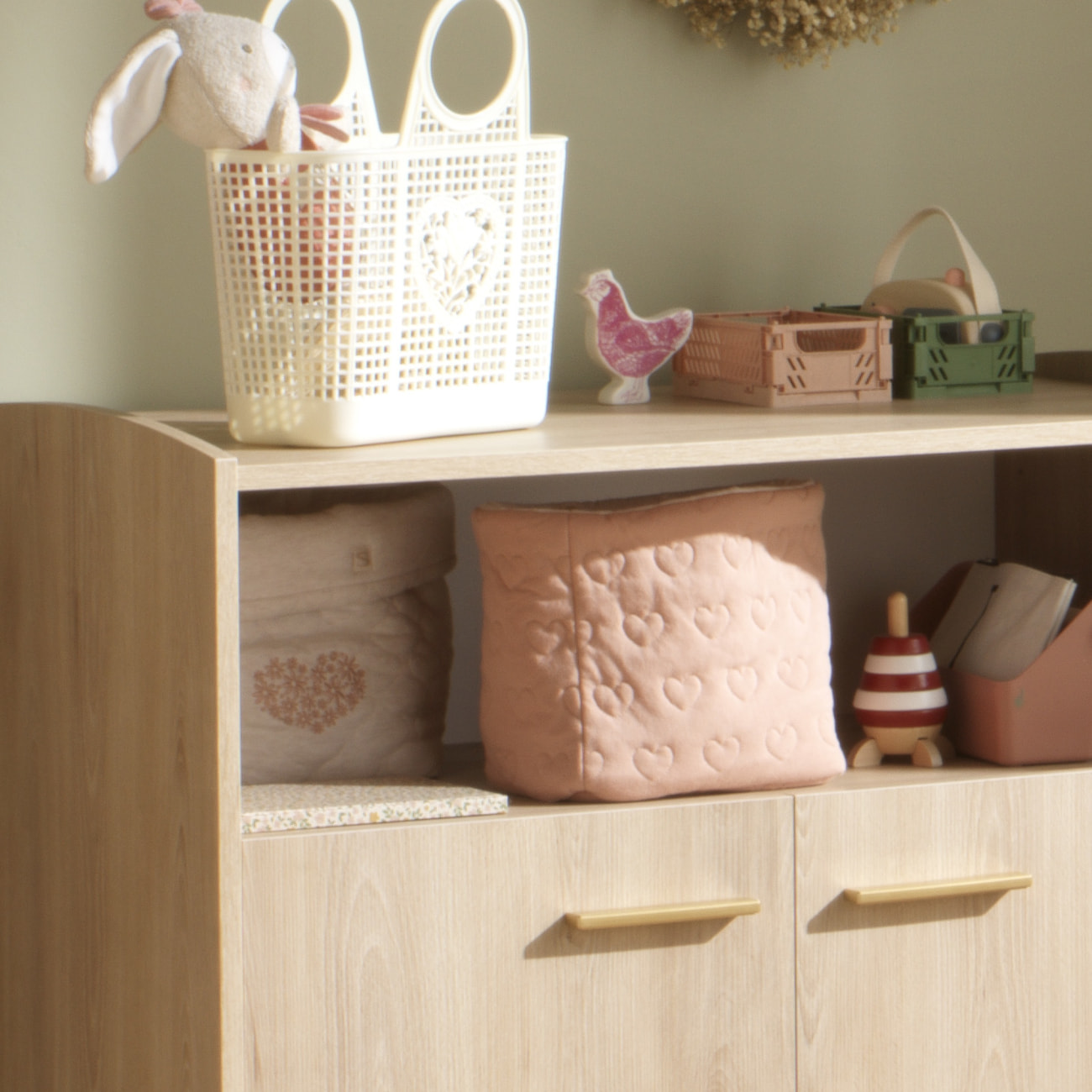 Lot de 2 panières de rangement en coton matelassé