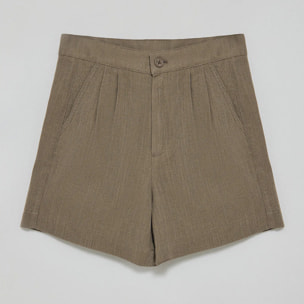 Pantaloncini Soller color tortora in lino e cotone con dettaglio Polo Club