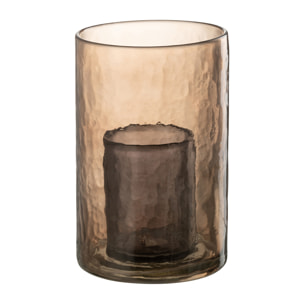 J-Line bougeoir Dubbel - verre - ocre - small