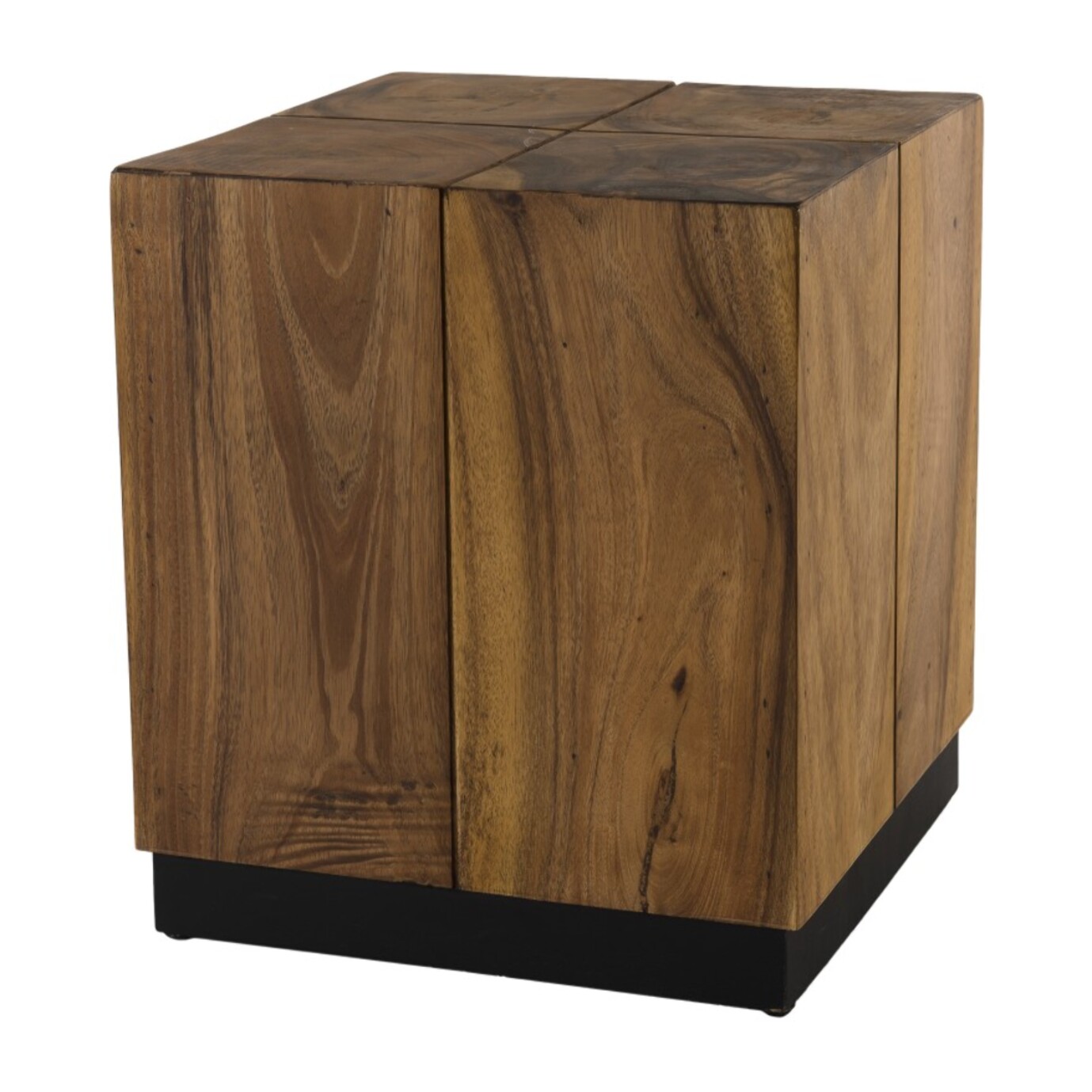 SAM - Table d'appoint carrée 38x38cm bois Suar piètement noir