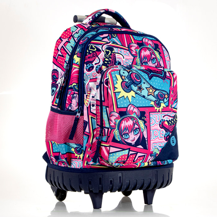 Zaino Trolley Premium "Rap Girl" - Trolley Incorporato - Resistente all'acqua - Misure: 45*33*20