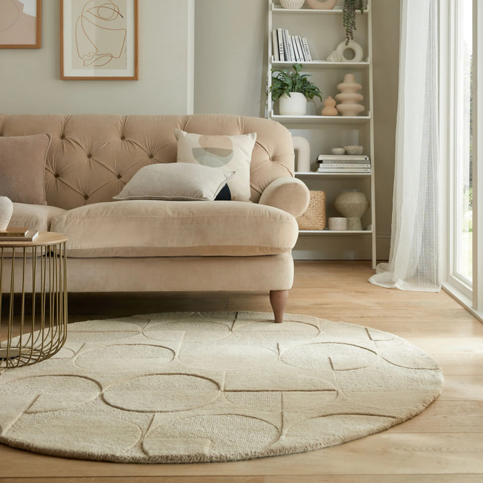Tapis en laine rond GIGI Beige