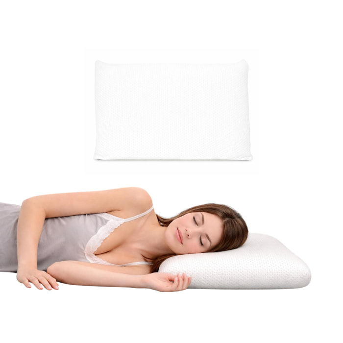 Guanciale Memory Foam Modello Saponetta con Federa Silver Cuscino Sfoderabile, Traspirante e Morbido