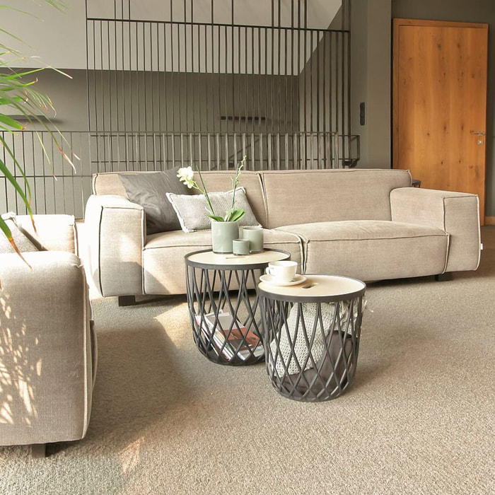 Cesta multifuncional 35l prosperplast uniqubo de plastico en color gris 39 (largo) x 39 (ancho) x 40 (alto) cm con tapa de madera