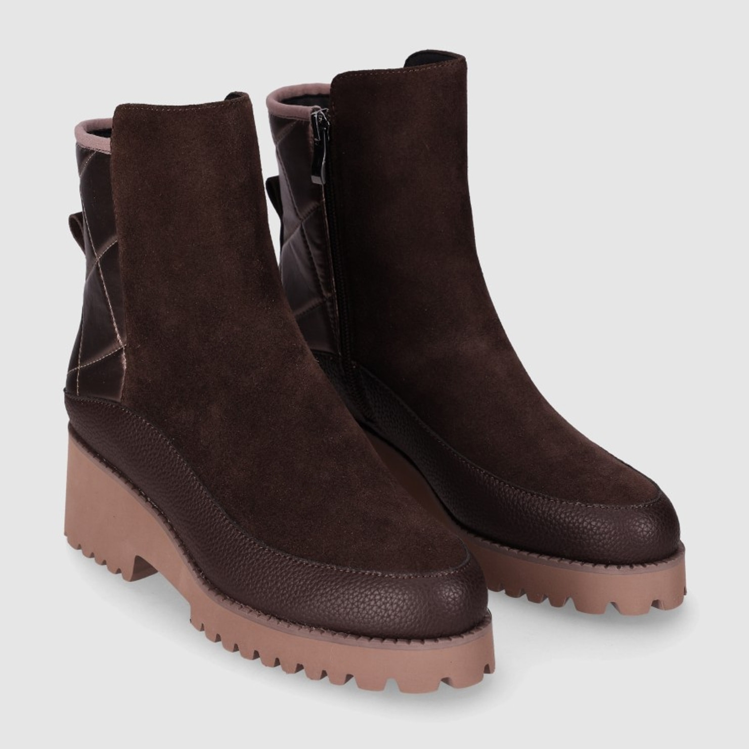 Botines de Serraje - Marron - Tacón: 5 cm