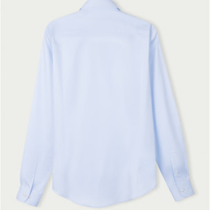 Camicia Uomo 1 Bottone Italiano Slim Satin Unito Celeste