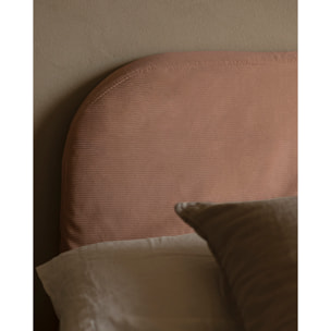 Tête de lit déhoussable en velours côtelé corail en différentes tailles