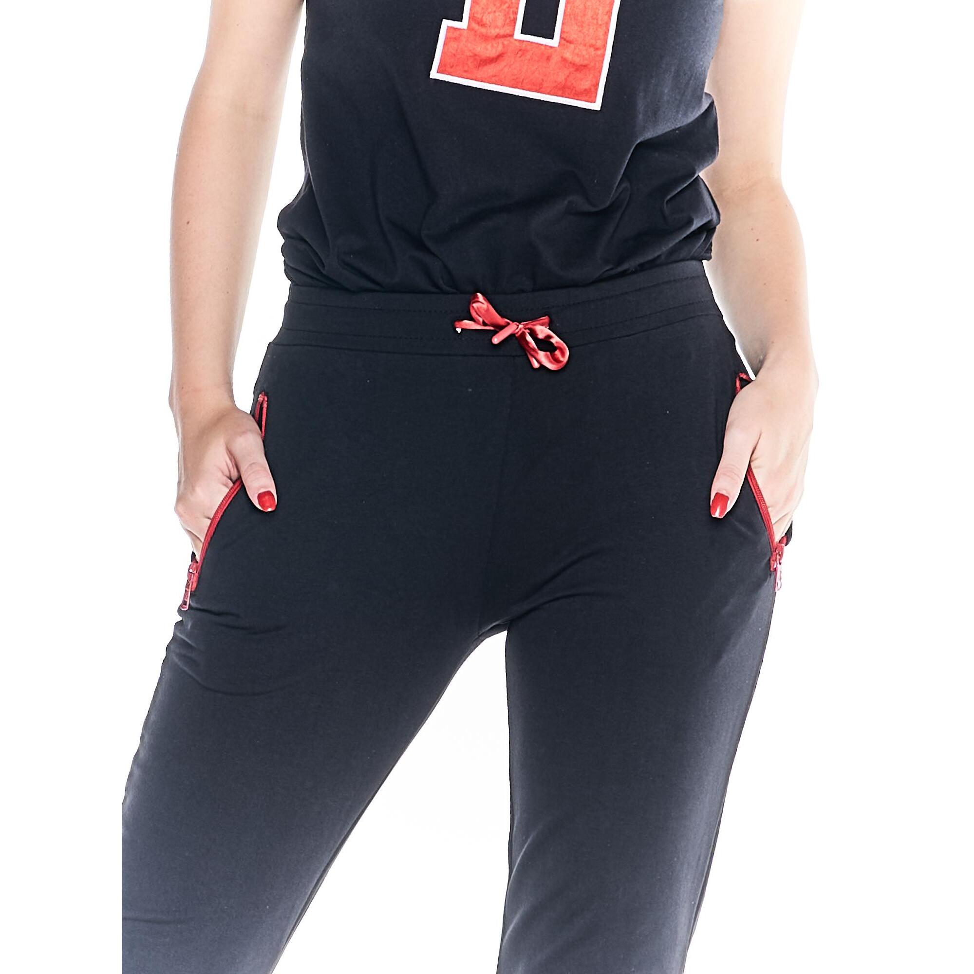 Pantalones deportivos con puños universitarios para mujer
