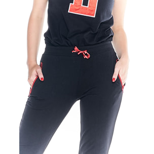 Pantalones deportivos con puños universitarios para mujer