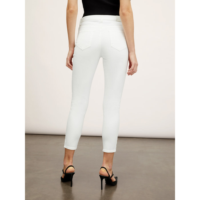 Motivi - Pantalones skinny con bordado de piedras - Blanco