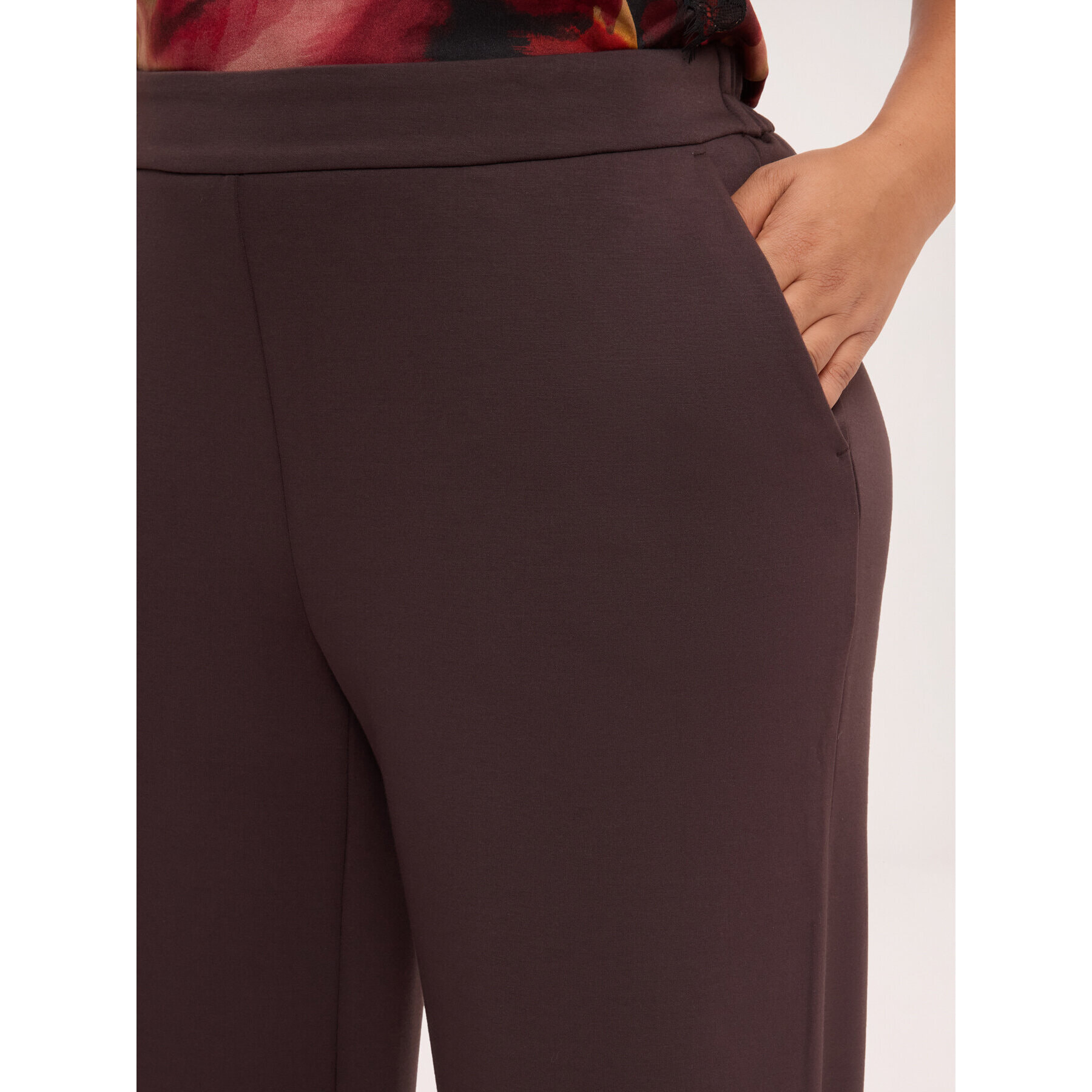 Fiorella Rubino - Pantaloni wide leg in tessuto scuba - Marrone