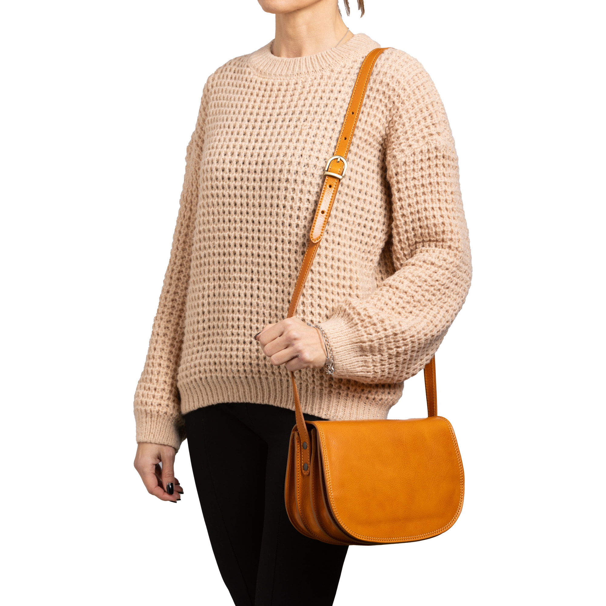 Borsa a tracolla  da donna In Vera pelle Made in Italy 24x17x11 cm