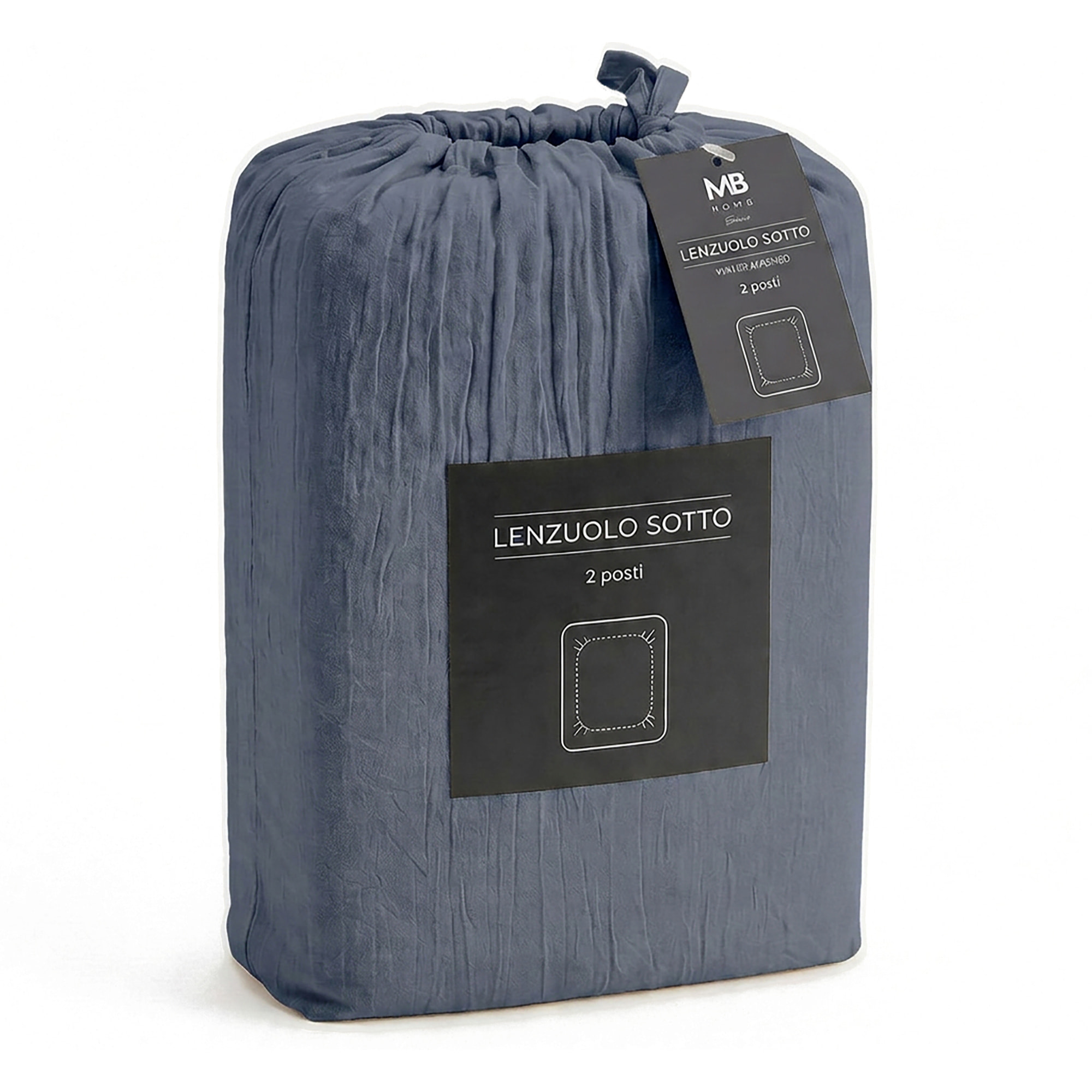 LENZUOLO SOTTO WATERWASHED, con angoli, 100% Microfibra, No Stiro - BLU