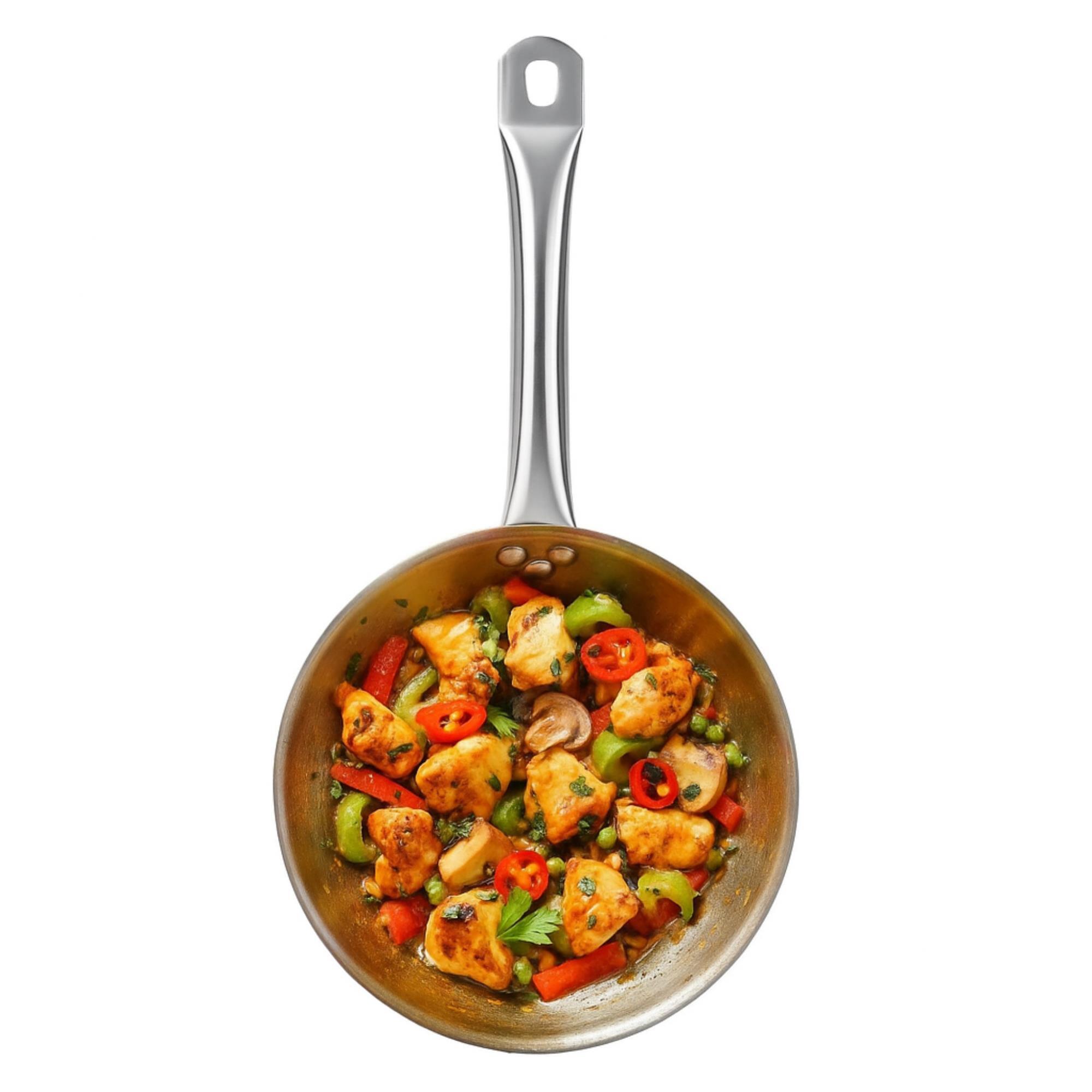 set de 5 sartenes ø20ø24ø28ø30ø32cm en acero inoxidable, aptas para inducción y sin antiadherente