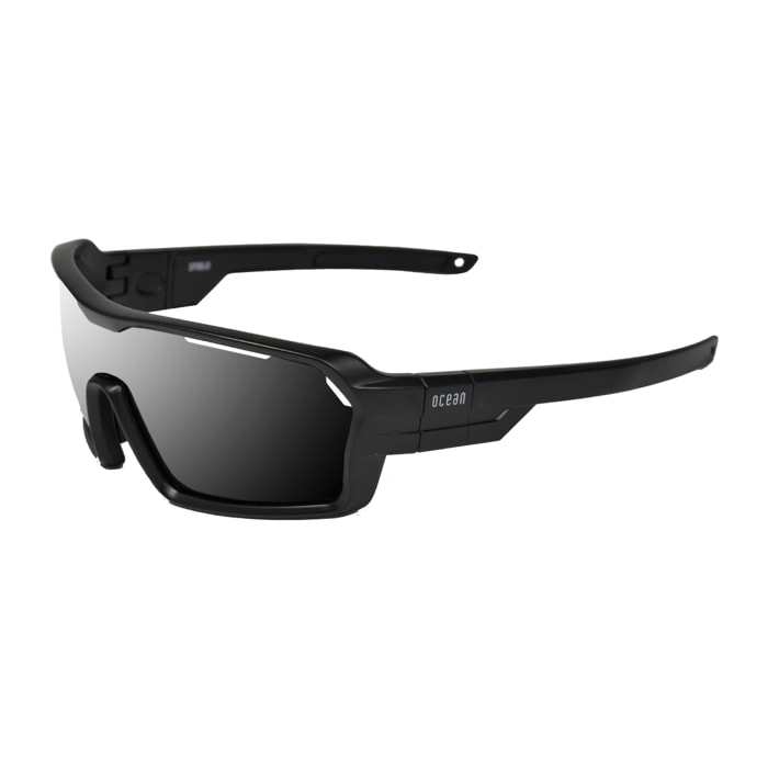 Gafas de deportes acuáticos OCEAN CHAMELEON - Negro brillante / Ahumada con plaquetas puntas y espuma negras con correa negra