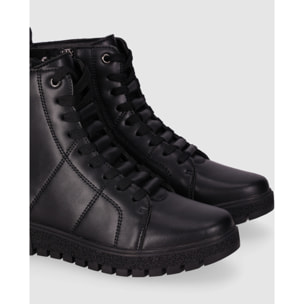 Botines de Piel - Negro - Tacón: Bajo