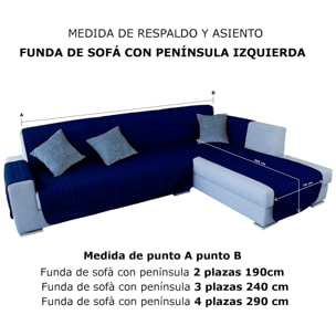 Funda de sofá chaise-longue 3 Plazas ELEGANT REVERSIBLE- ADAPTABLE A AMBOS LADOS Azul