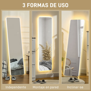Espejo de Cuerpo Entero con Luz LED 150x40 cm Espejo de Pie o de Pared sin Marco con Iluminación de 3 Colores Función de Memoria y Táctil Inteligente para Salón Dormitorio Transparente